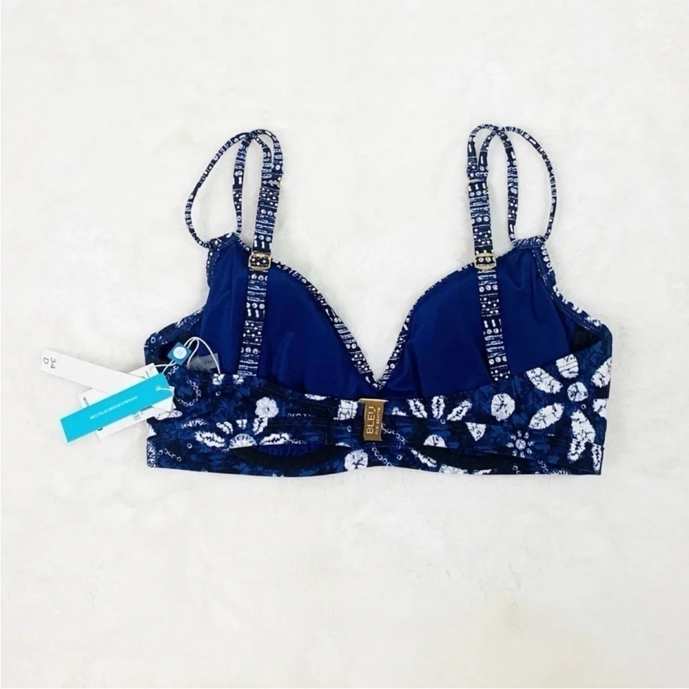 NWT Bleu Rod Beattie Take A Dip Printed Adjustable V-Neck Bikini Top
